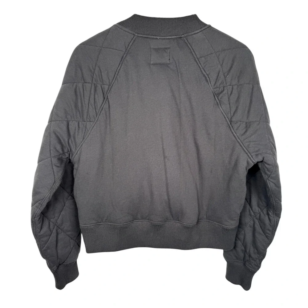 Abercrombie &‎ Fitch Quilted Jacket Soft Collection Gray Cropped Full Zip Sz Lg